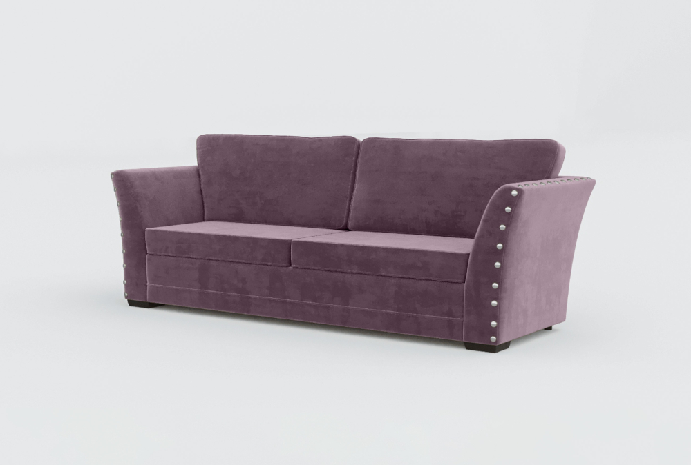 Cardiff Curved Arms Velvet Sofa-3 Seater -Woll-Mauve