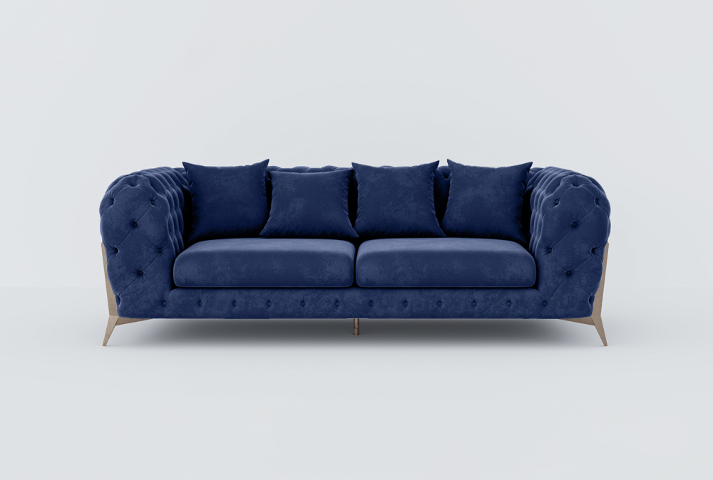Augsburg Sofa-Velvet-1 Seater -Navy Blue