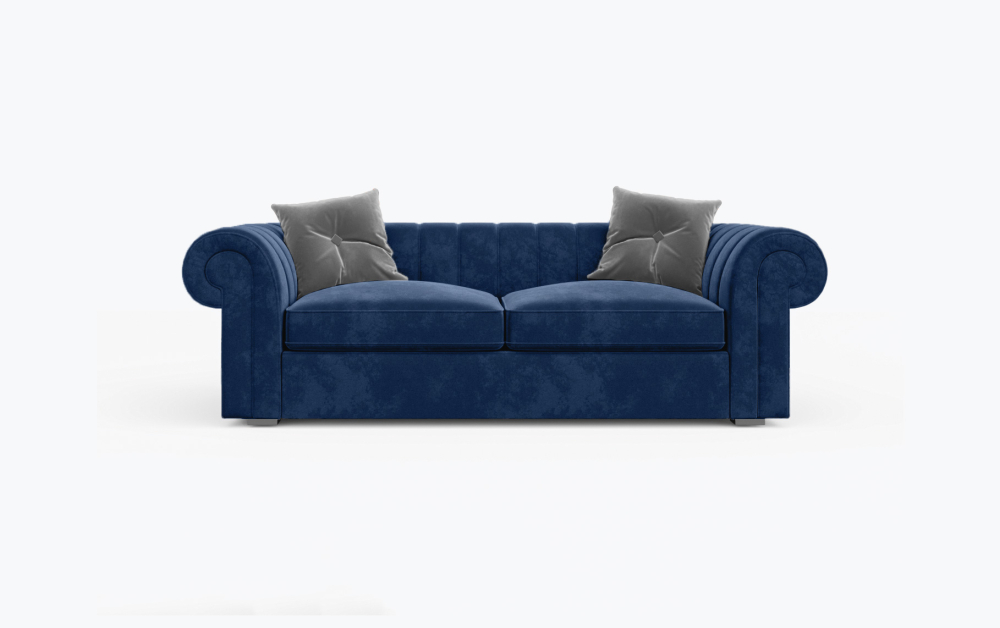 Hereford Chesterfield Sofa-3 Seater -Wool-Navy Blue