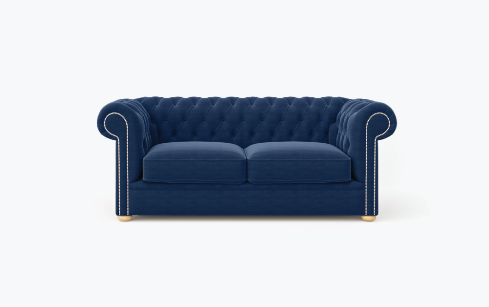 Liverpool Chesterfield Sofa-3 Seater -Wool-Navy Blue