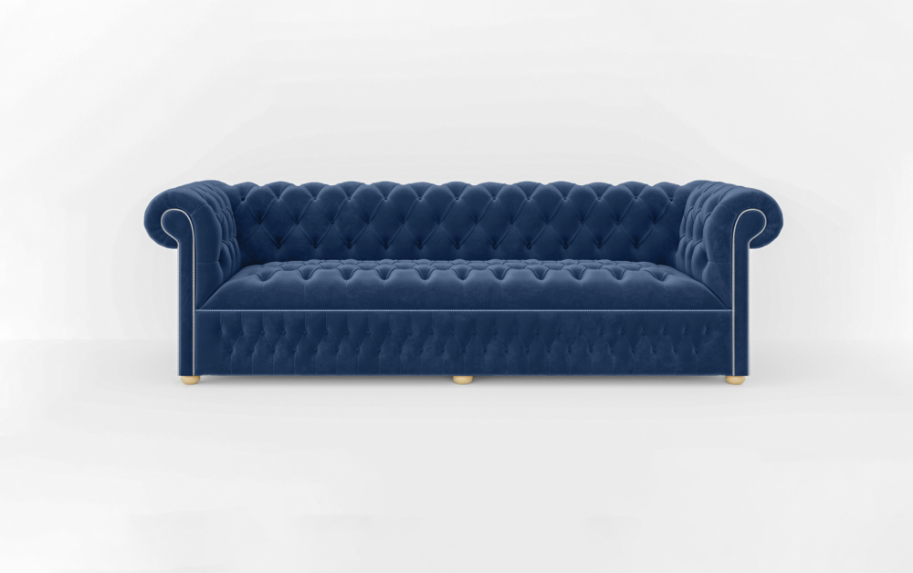 Dustantable Chesterfield 3 Seated Sofa-3 Seater -Velvet-Navy Blue