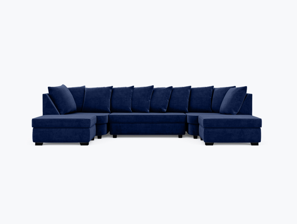 Sunderland U-Shape Sofa-U-Shape-Velvet-Navy Blue