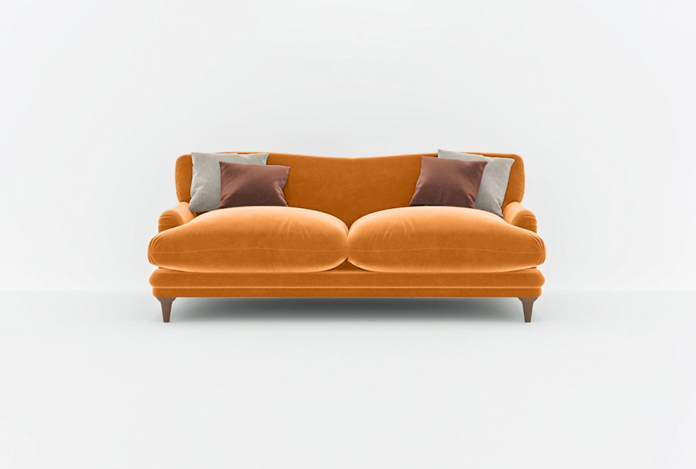 Atlanta Sofa-3 Seater -Velvet-Orange