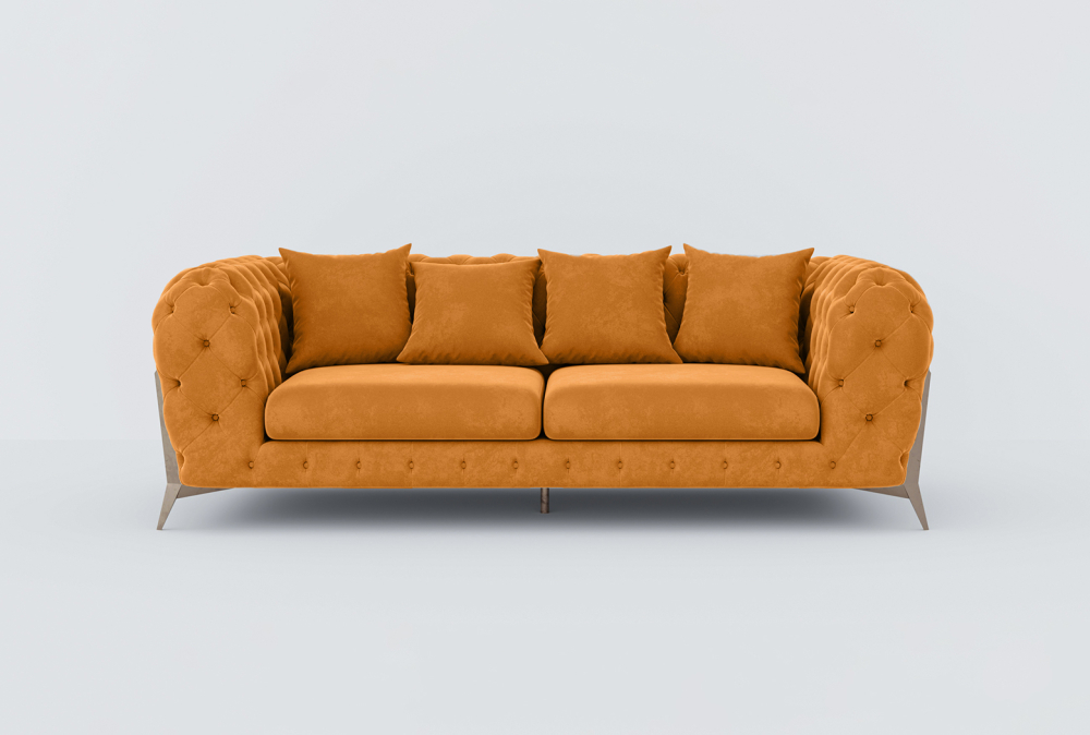 Augsburg Sofa-Velvet-2 Seater -Orange