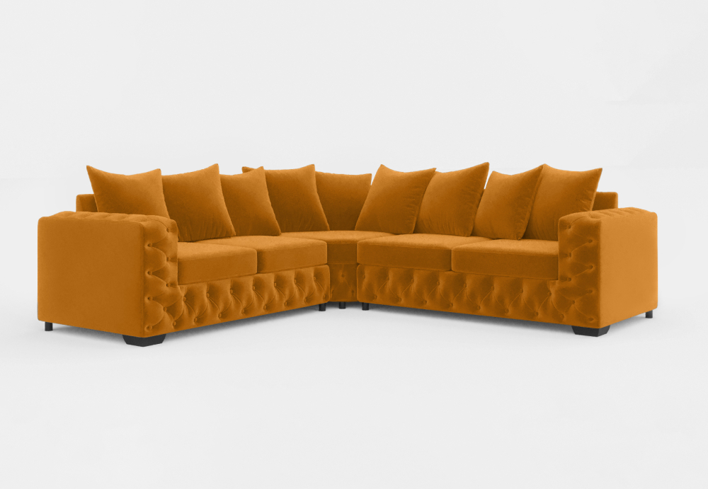 Sheffield Classic Corner Sofa-Velvet-Orange