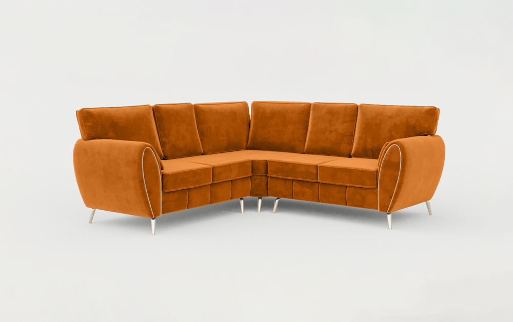 Derby Club Corner Sofa-corner-Velvet-Orange