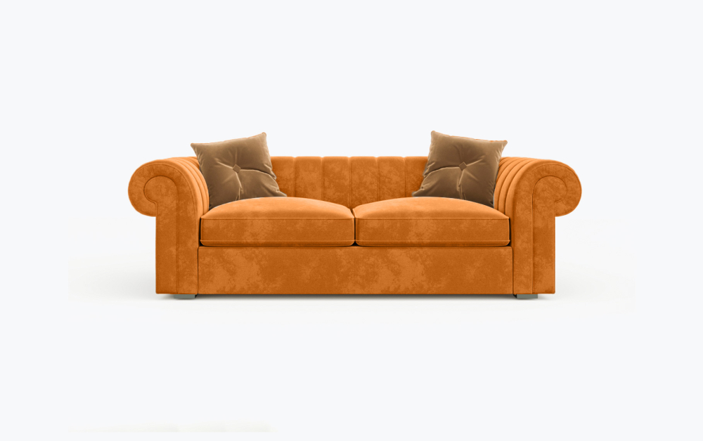 Hereford Chesterfield Sofa-3 Seater -Wool-Orange