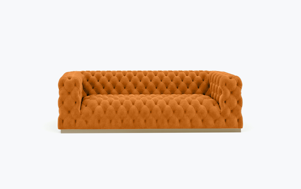 Frankfurt Chesterfield Sofa-3 Seater -Velvet-Orange