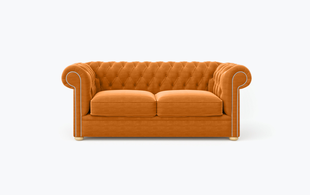 Liverpool Chesterfield Sofa-3 Seater -Wool-Orange