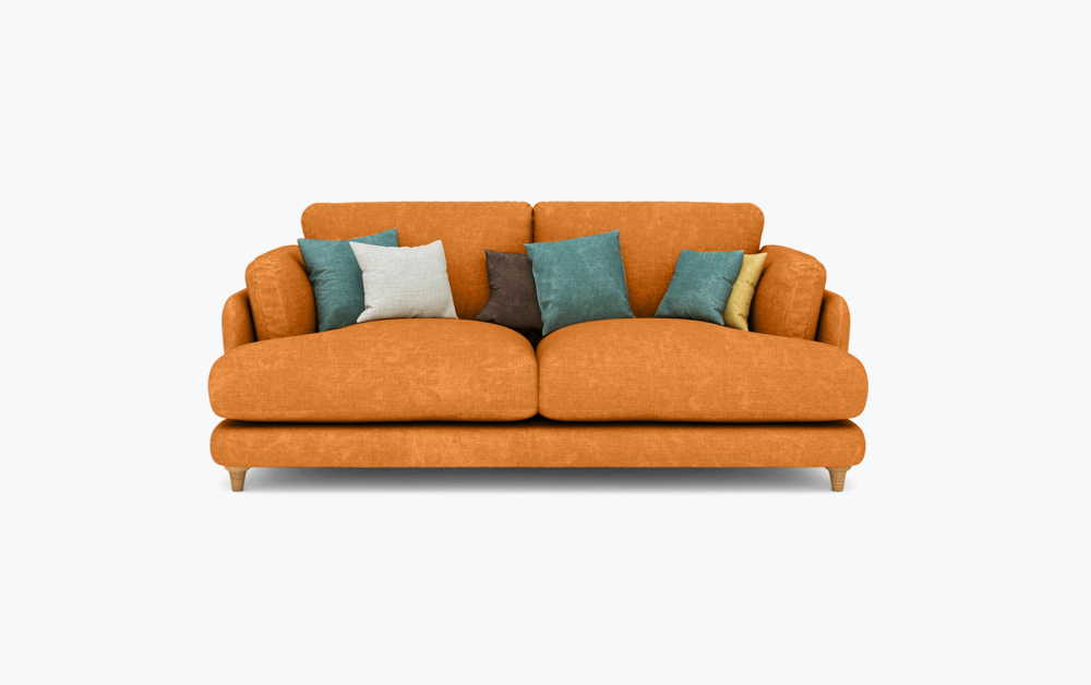 Fleecy Sofa-3 Seater -Velvet-Orange