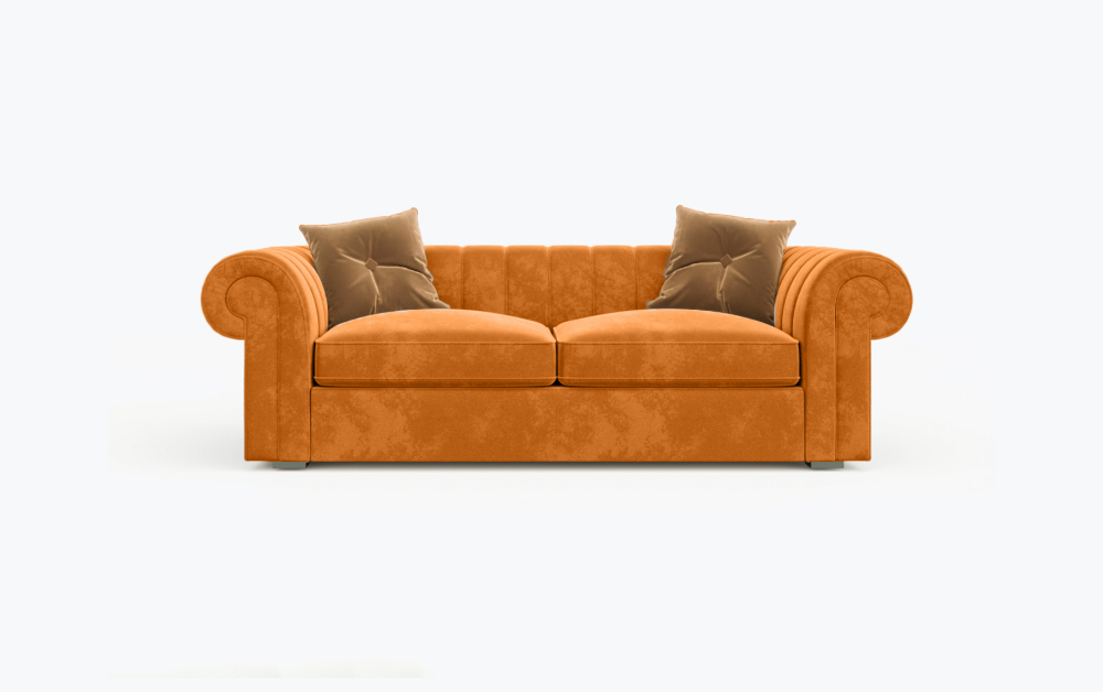 Hereford Chesterfield Sofa-2 Seater -Wool-Orange