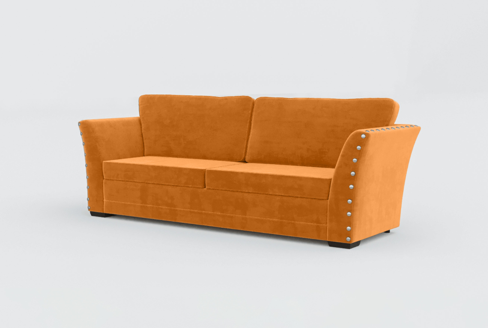 Cardiff Curved Arms Velvet Sofa-2 Seater -Woll-Orange
