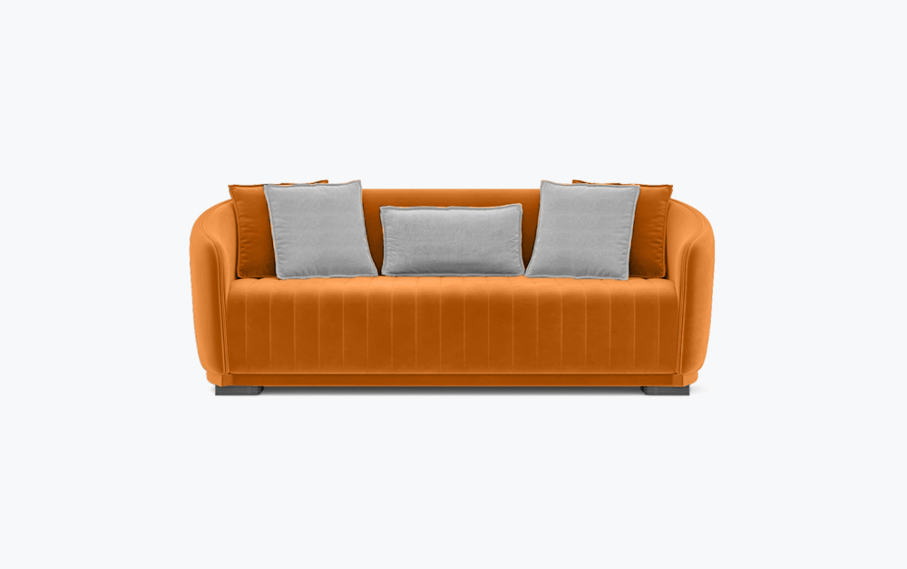 Exeter Luxury Sofa-3 Seater -Velvet-Orange