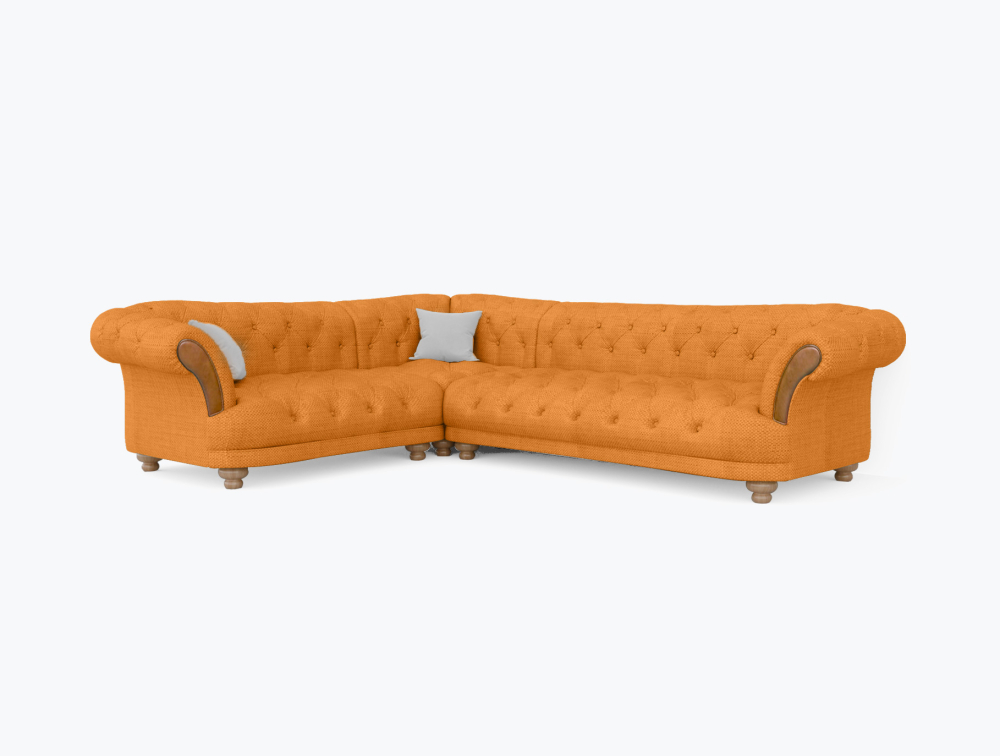 Worcester Sofa-Corner-Velvet-Orange
