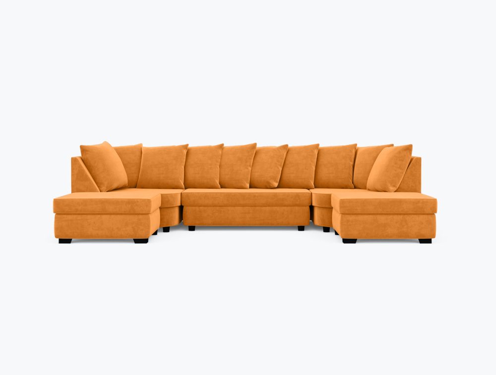 Sunderland U-Shape Sofa-U-Shape-Velvet-Orange