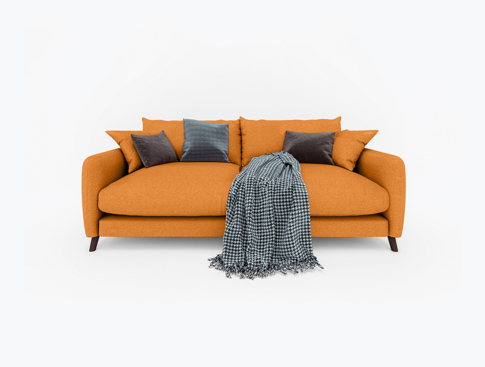 Slushy Sofa-3 Seater -Velvet-Orange