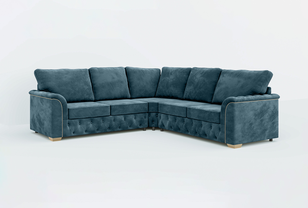 Coventry Club Corner Sofa-Velvet-Corner-Blue