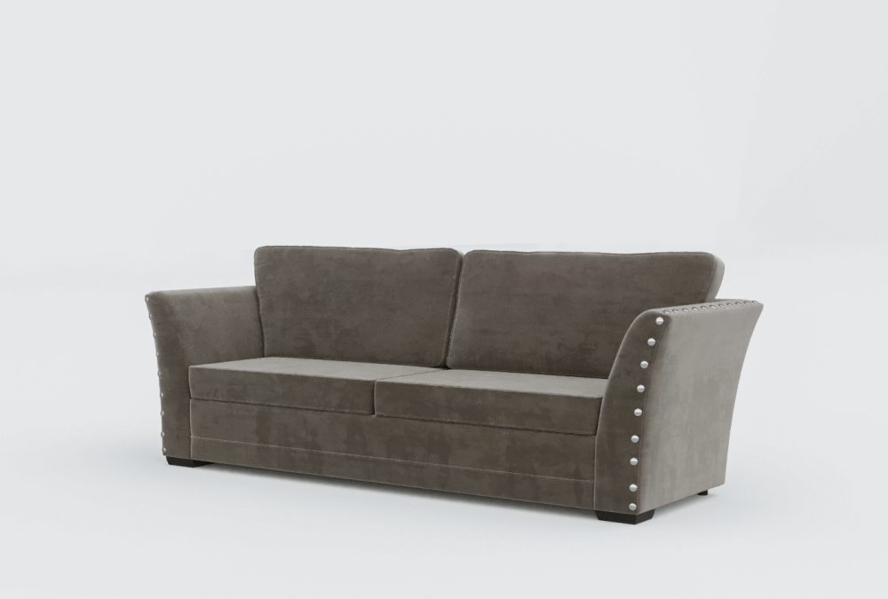 Cardiff Curved Arms Velvet Sofa-2 Seater -Woll-Grey