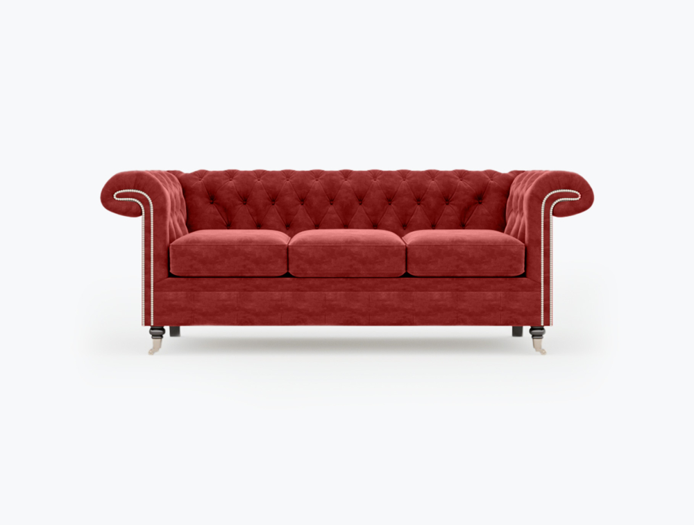 Nottingham Sofa-3 Seater -Velvet-Red