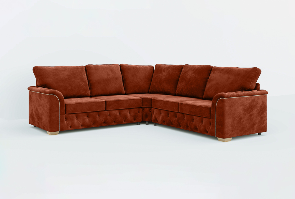 Coventry Club Corner Sofa-Velvet-Corner-Red