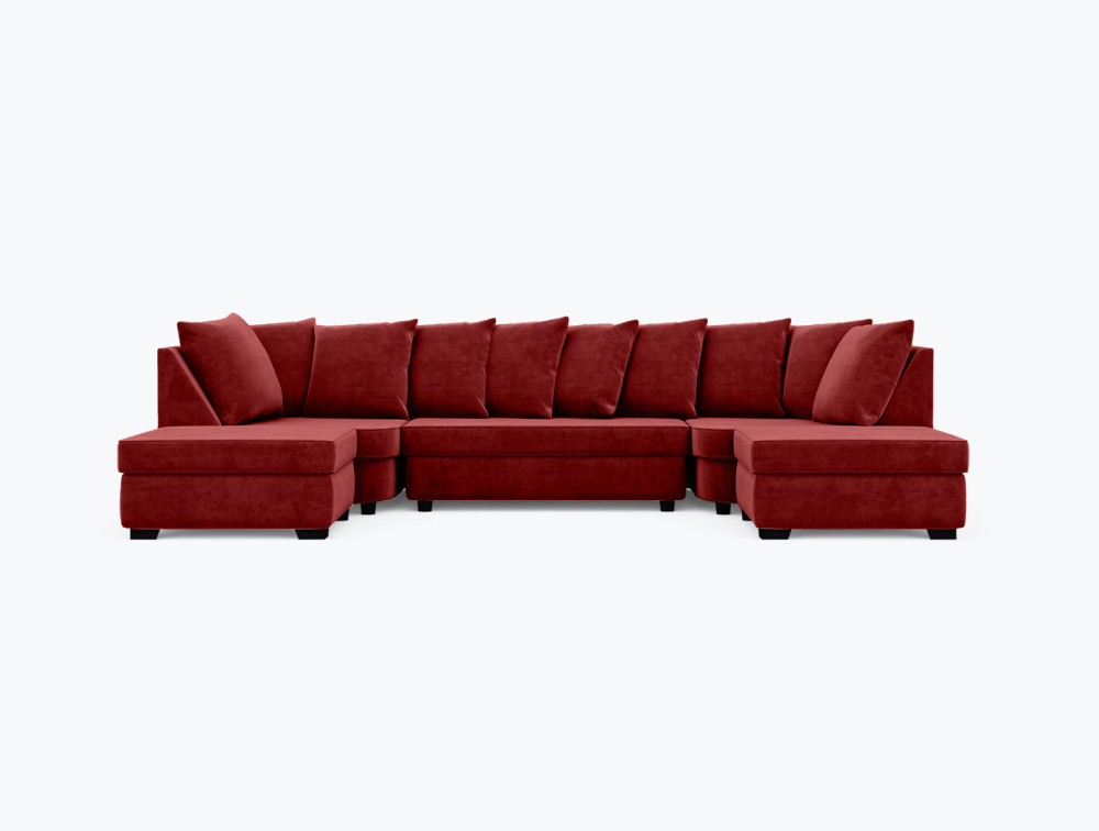 Sunderland U-Shape Sofa-U-Shape-Velvet-Red