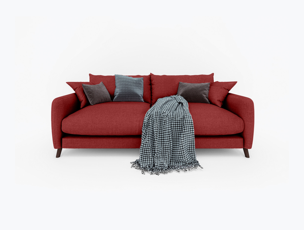Slushy Sofa-3 Seater -Velvet-Red