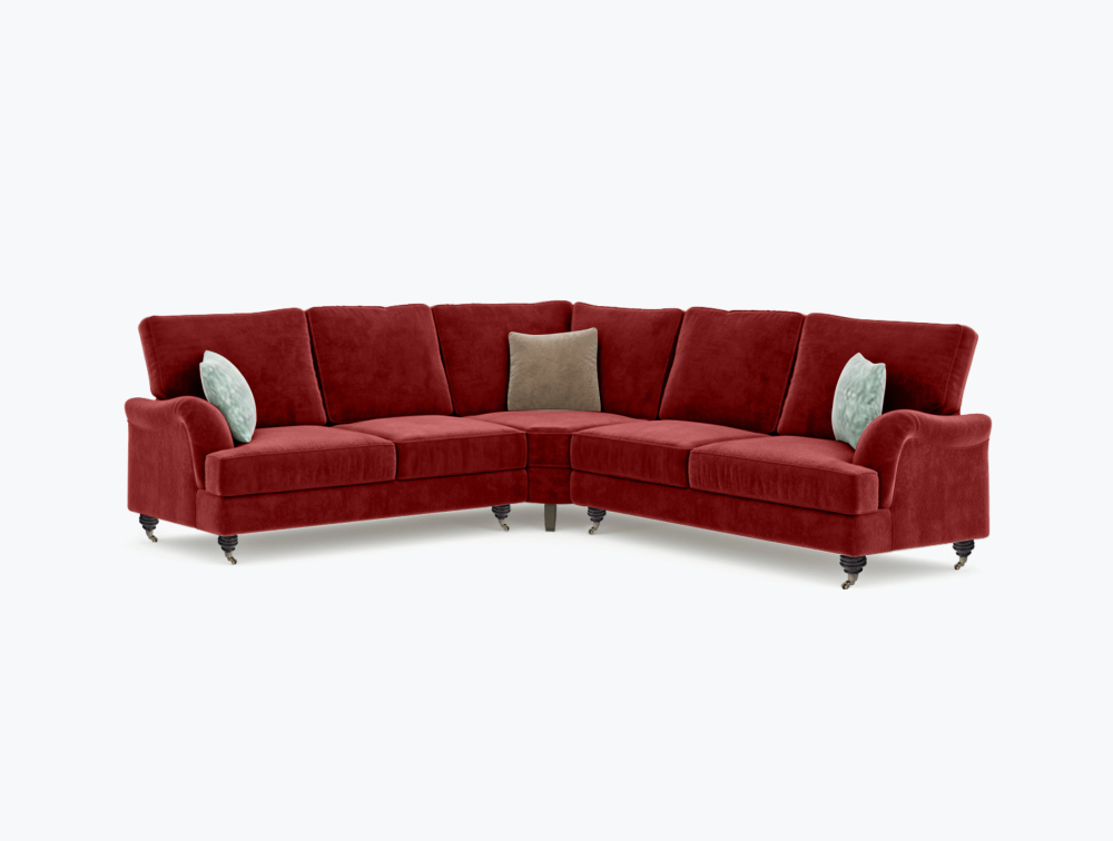Salford Corner Sofa-Corner-Velvet-Red