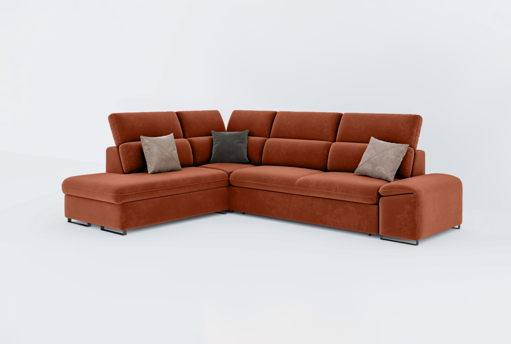 Chelmsford Sofa Combed With Storage -Velvet-Red