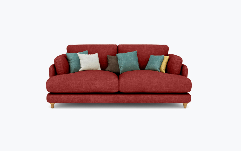 Fleecy Sofa-3 Seater -Velvet-Red