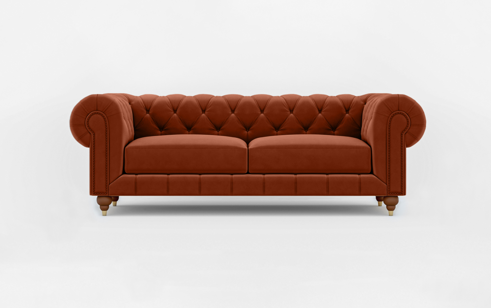 Dumfries Chesterfield Sofa-3 Seater -Velvet-Red