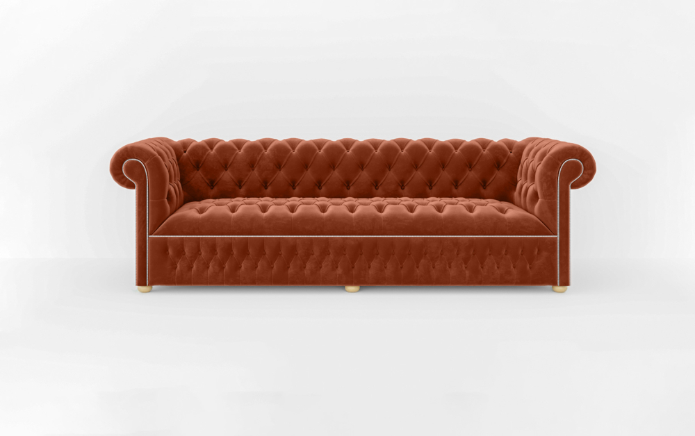 Dunstable Green Sofa-Velvet-3 Seater -Red