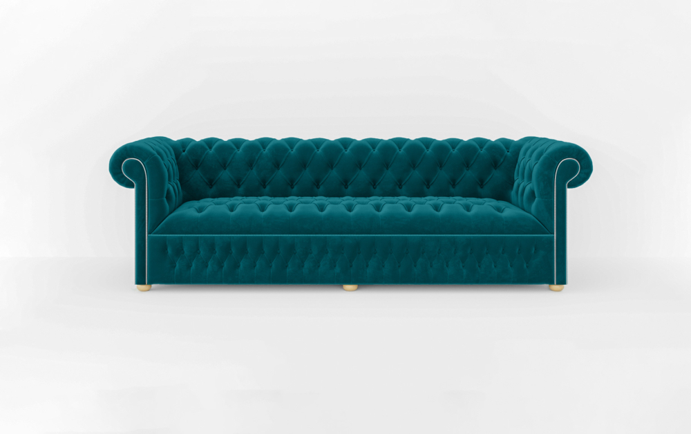 Dustantable Chesterfield 3 Seated Sofa-2 Seater -Velvet-Turkish Blue