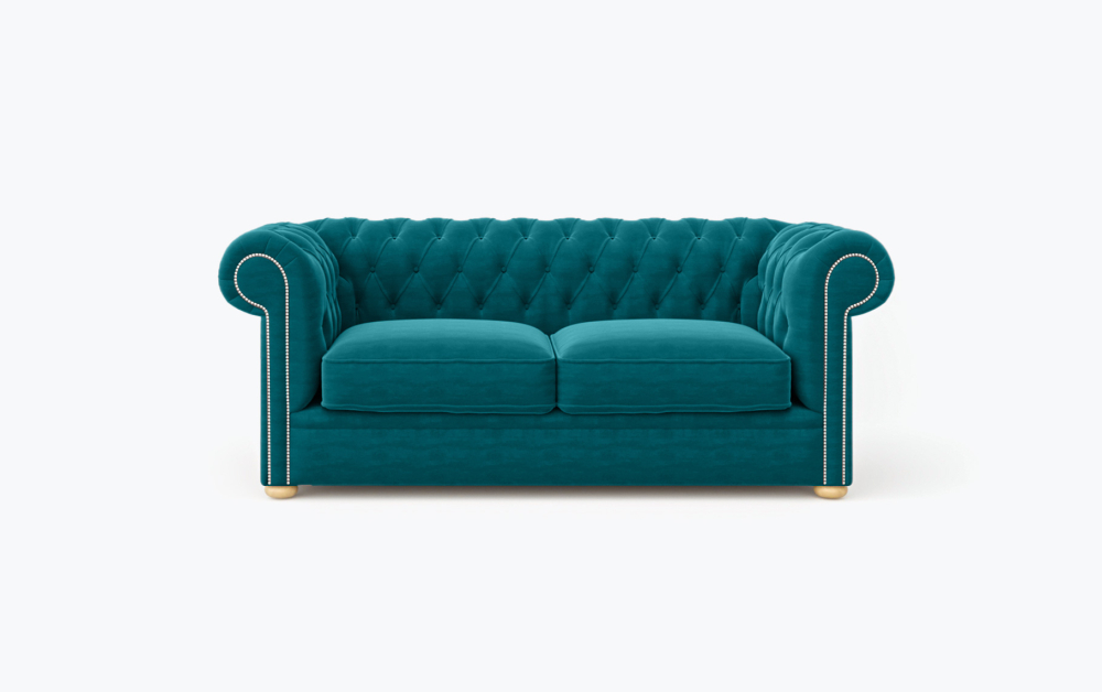 Liverpool Chesterfield Sofa-3 Seater -Wool-Turkish Blue