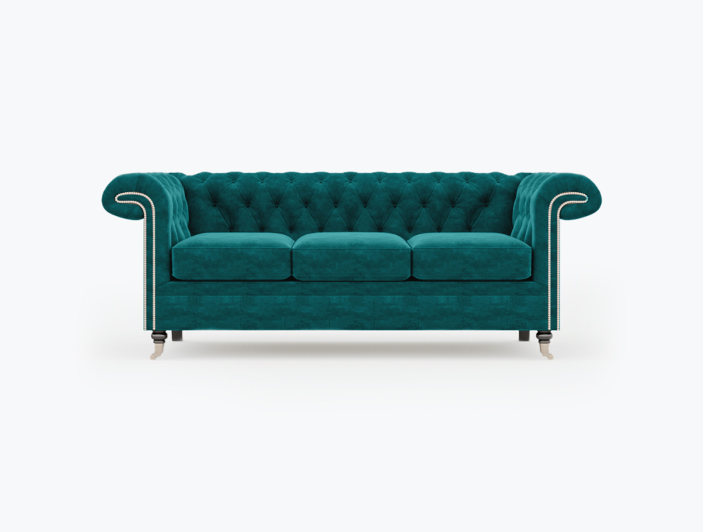 Nottingham Sofa-3 Seater -Velvet-Turkish Blue