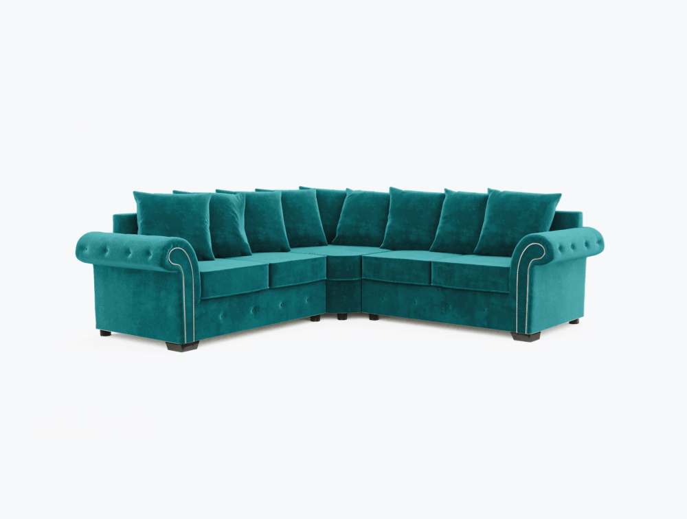 Norwich Sofa-Corner-Velvet-Turkish Blue