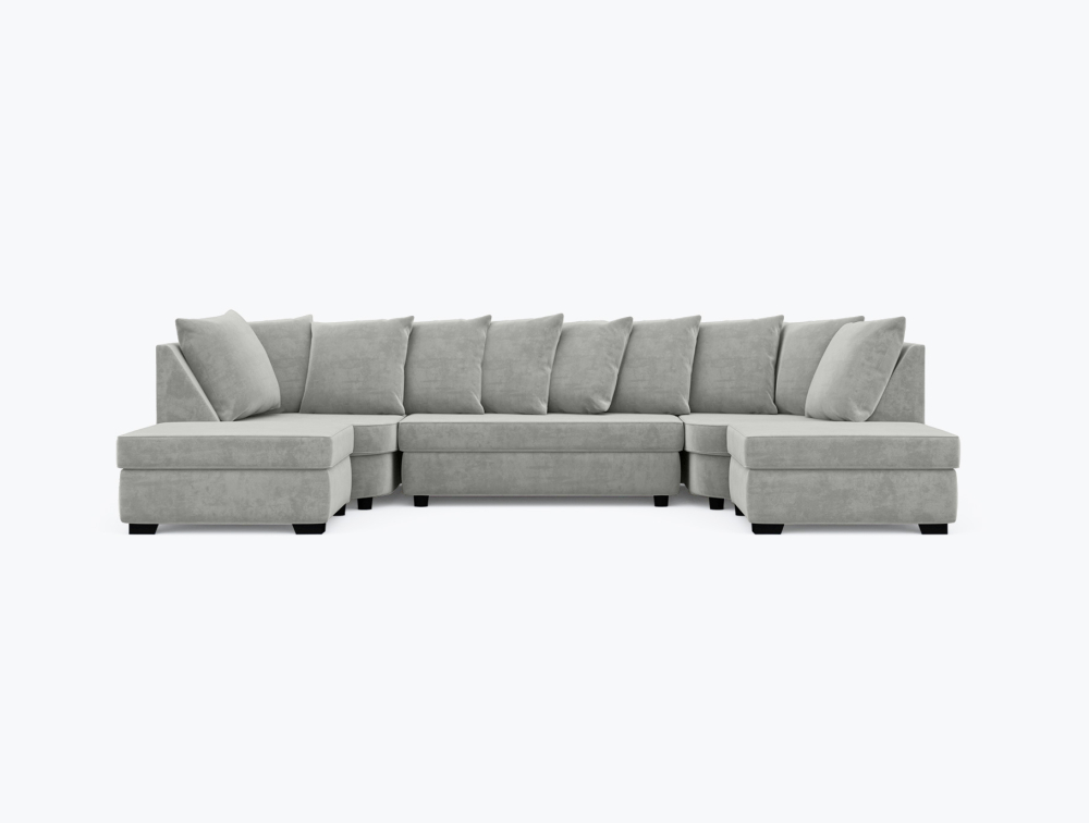 Sunderland U-Shape Sofa-U-Shape-Velvet-White