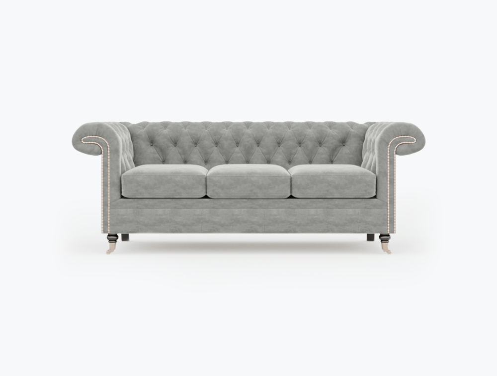 Nottingham Sofa-4 Seater-Velvet-White