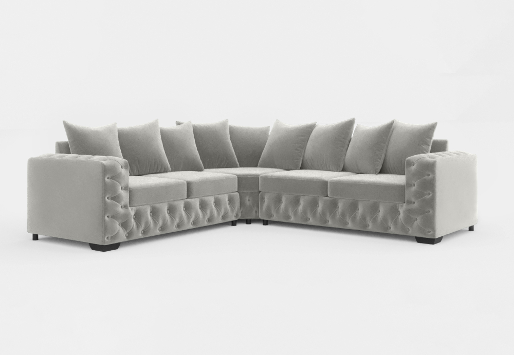 Sheffield Classic Corner Sofa-Velvet-White