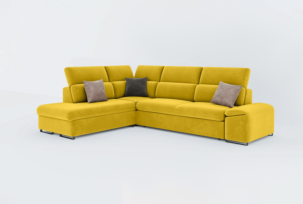 Chelmsford Sofa Combed With Storage -Velvet-Yellow