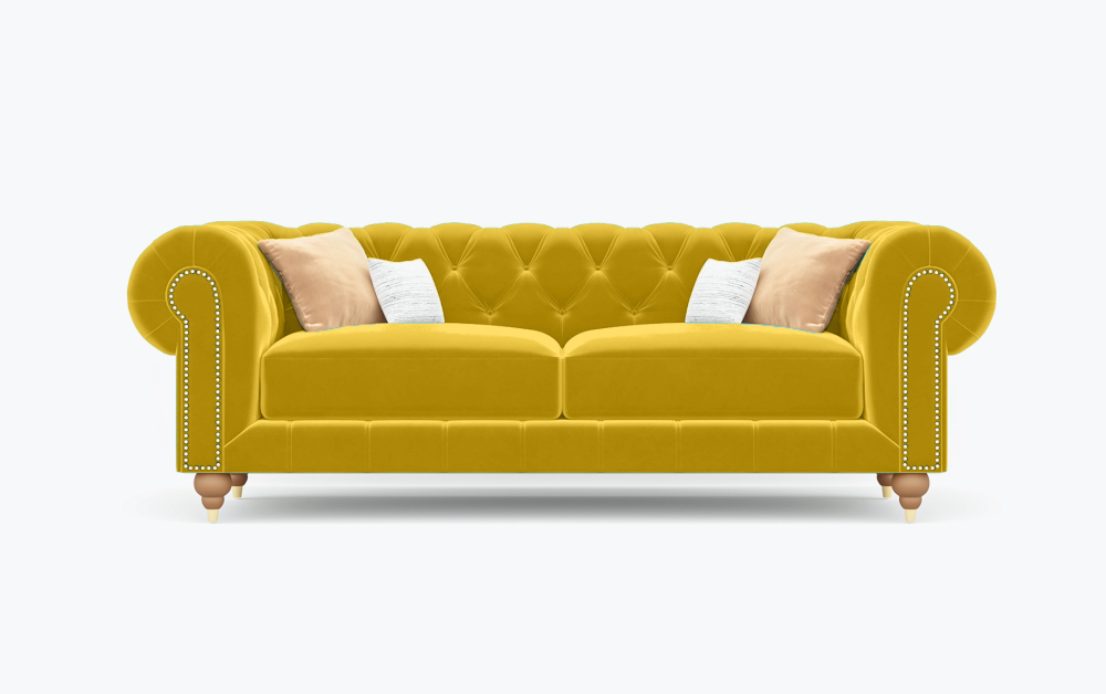 Jackson Chesterfield Sofa-3 Seater -Velvet-Yellow