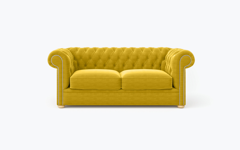 Liverpool Chesterfield Sofa-3 Seater -Wool-Yellow