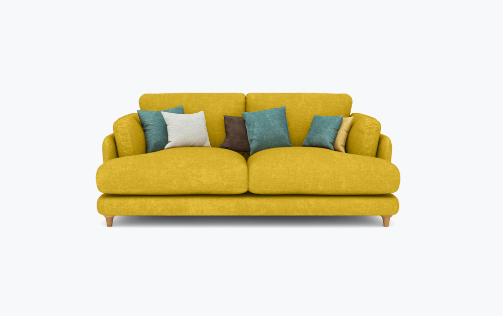 Fleecy Sofa-3 Seater -Velvet-Yellow