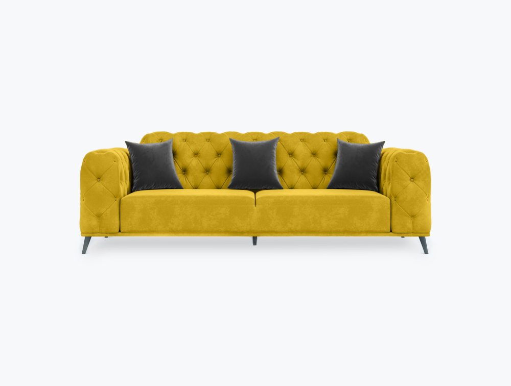 Magdeburg Sofa-3 Seater -Velvet-Yellow