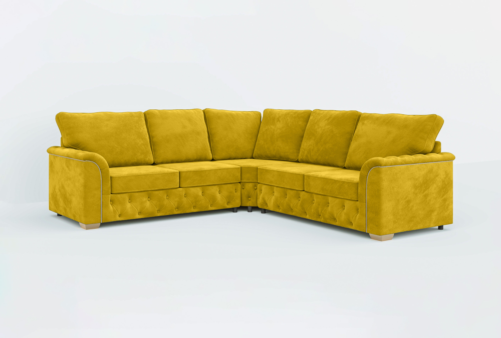 Coventry Club Corner Sofa-Velvet-Corner-Yellow