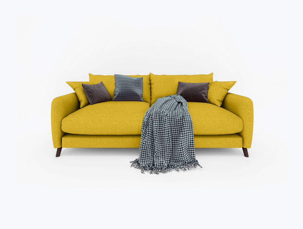 Slushy Sofa-3 Seater -Velvet-Yellow