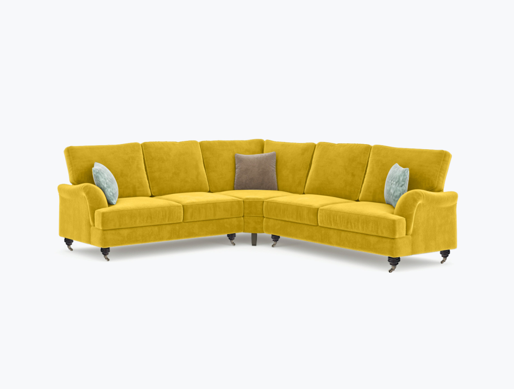 Salford Corner Sofa-Corner-Velvet-Yellow