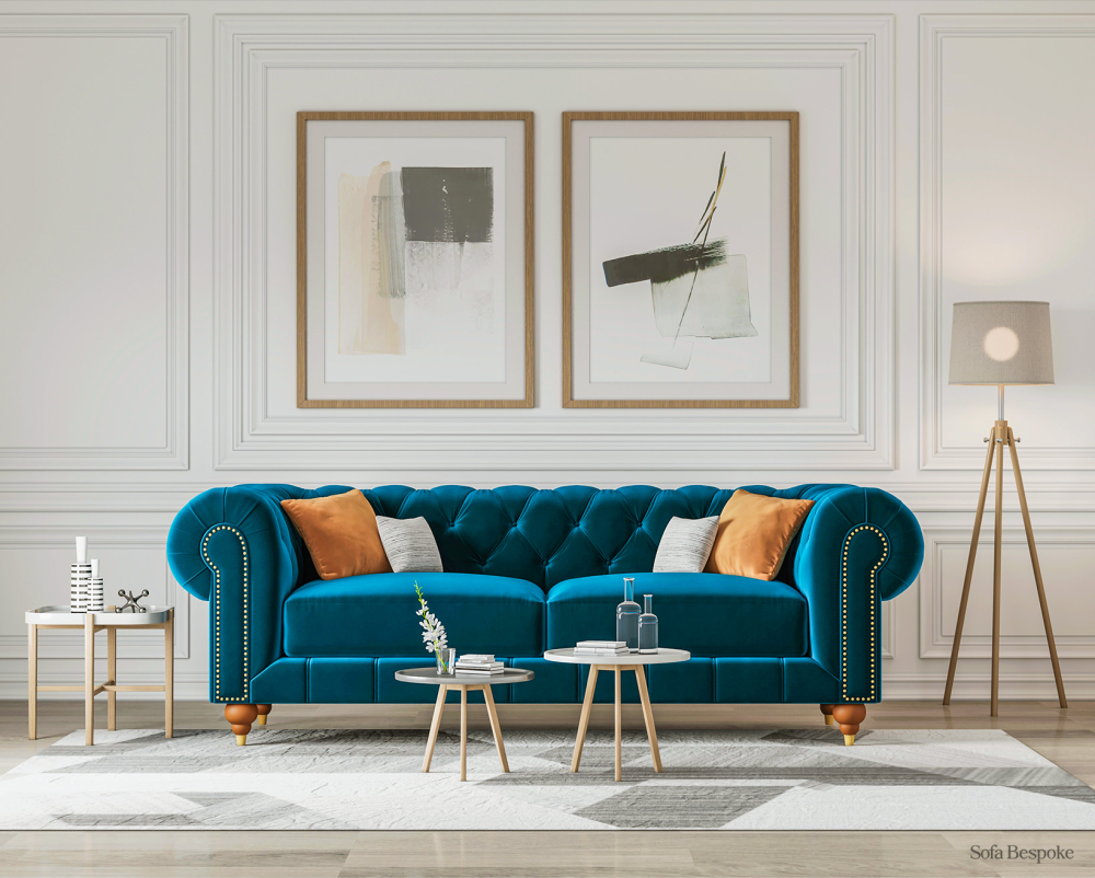 Jackson Chesterfield Sofa-3 Seater -Velvet-Default