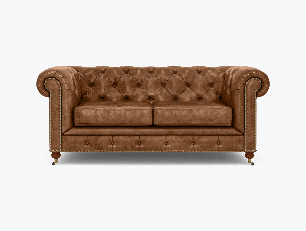 Morrilton Chesterfield Leather Sofa-2 Seater -Leather-Tosca