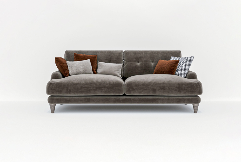 ALBA GREY SOFA-3 Seater -Velvet-Grey