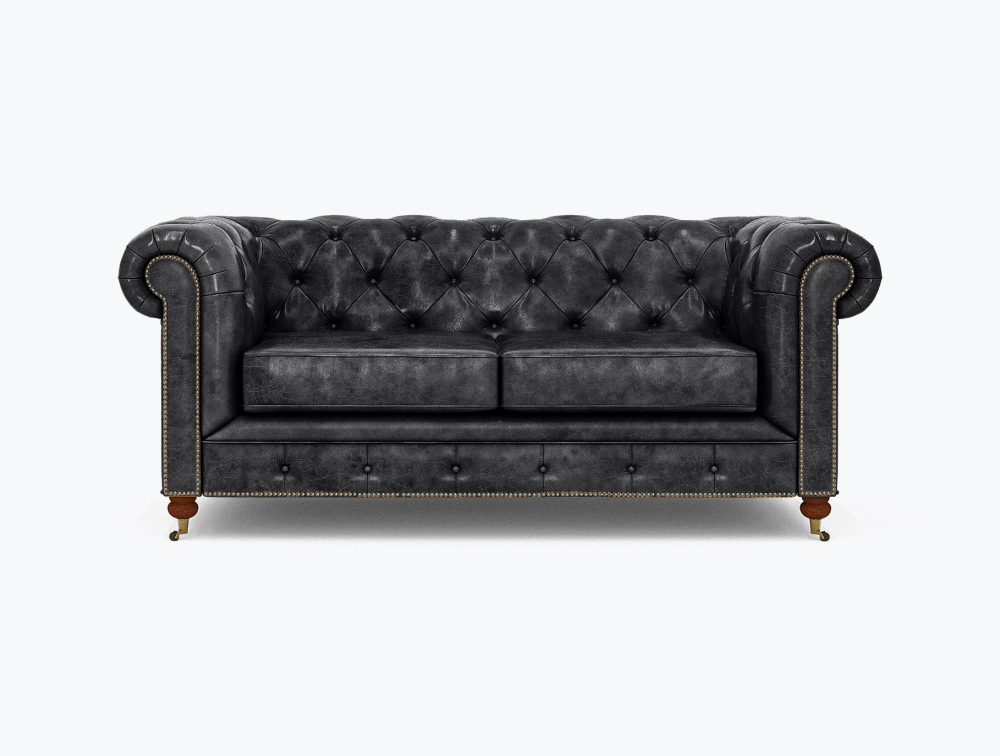 Morrilton Chesterfield Leather Sofa-3 Seater -Leather-VOGUE